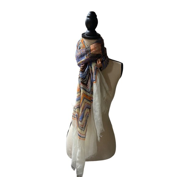 Sheer Chevron Multicolor Scarf Shawl Wrap 74 inches Long - Picture 2 of 4